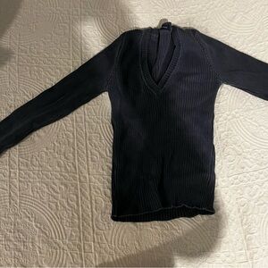 Dark grey/blue V-Neck Women's Sweater
